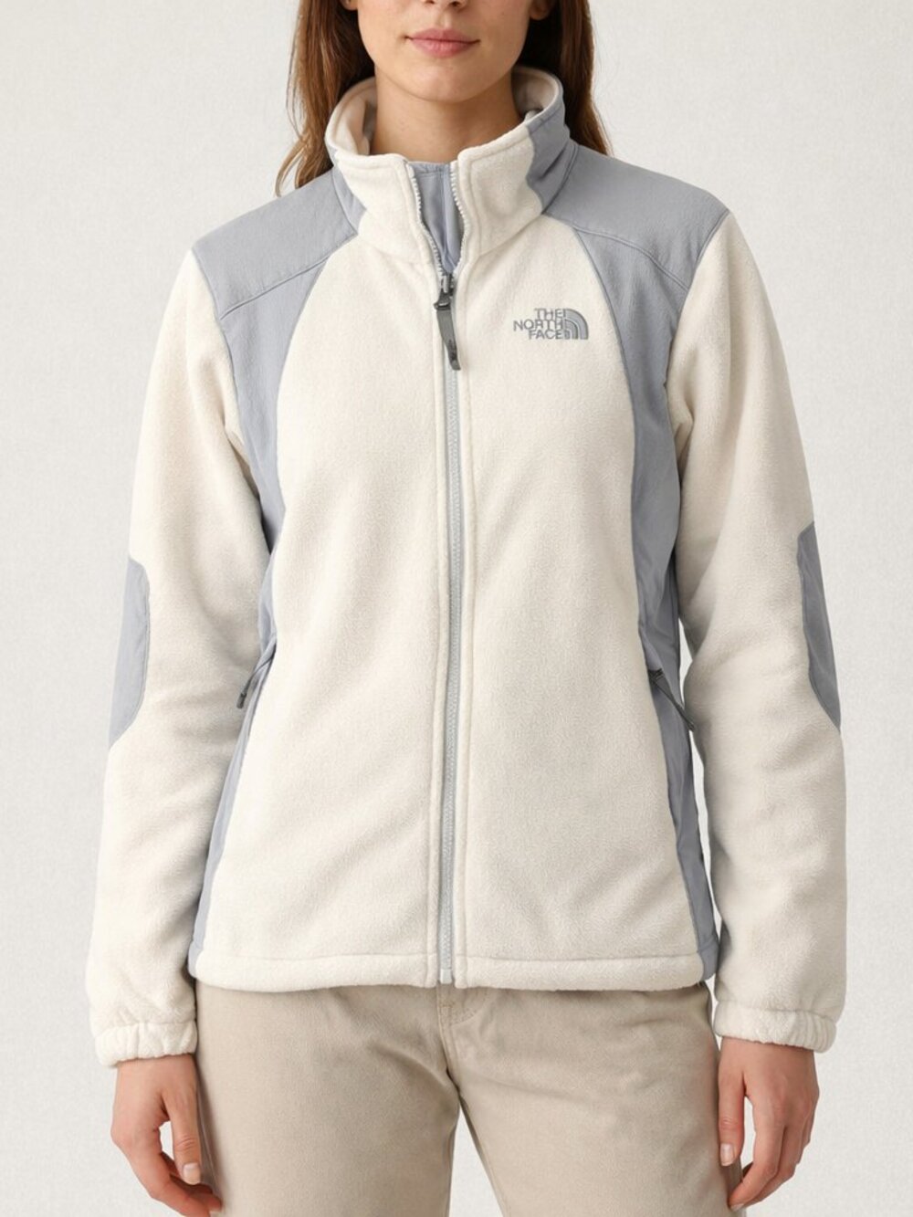 The North Face Khumbu Full-Zip Fleece Jacket White/Gray Size Small
